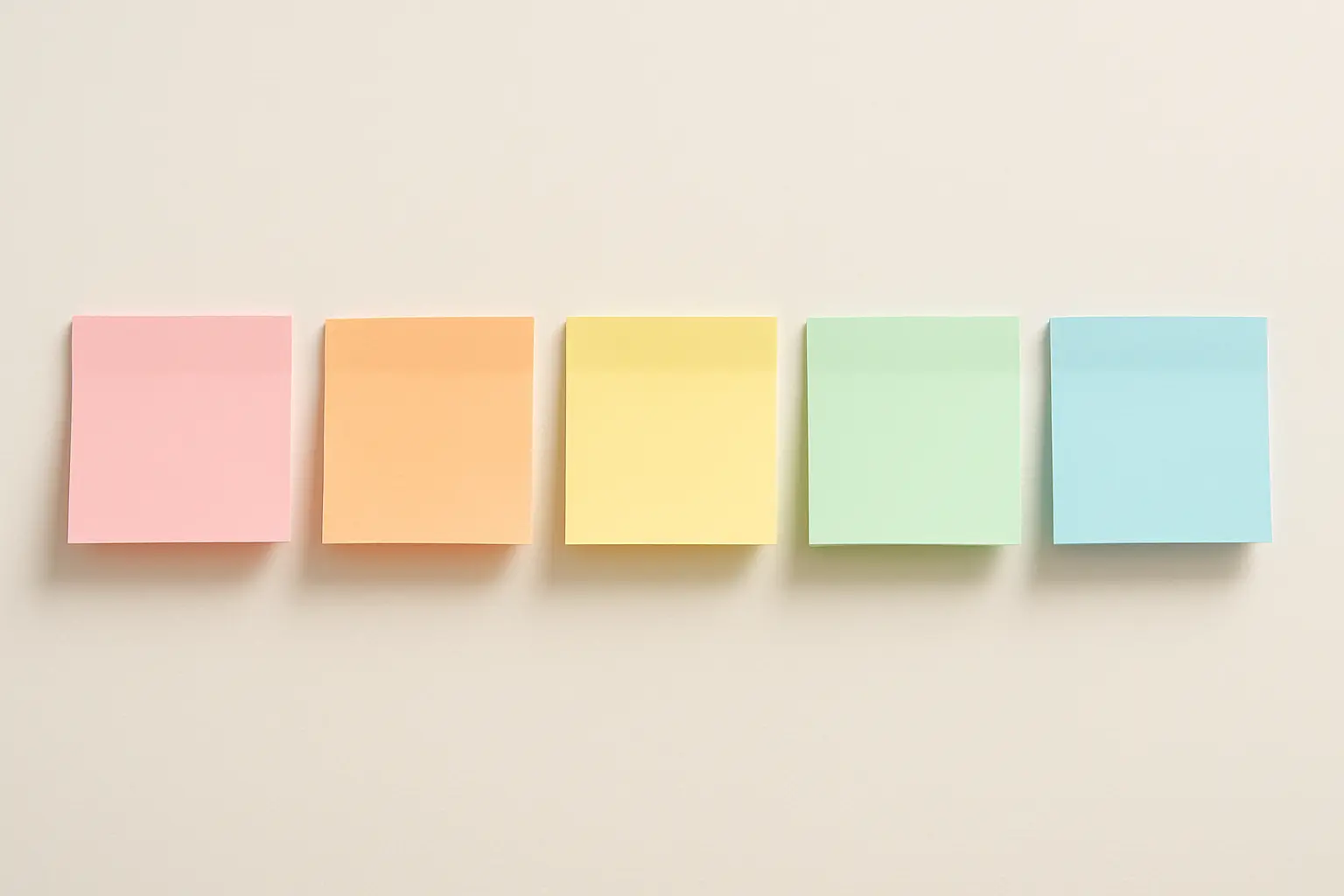 Five sticky notes in a row representing the five moves of an abstract
