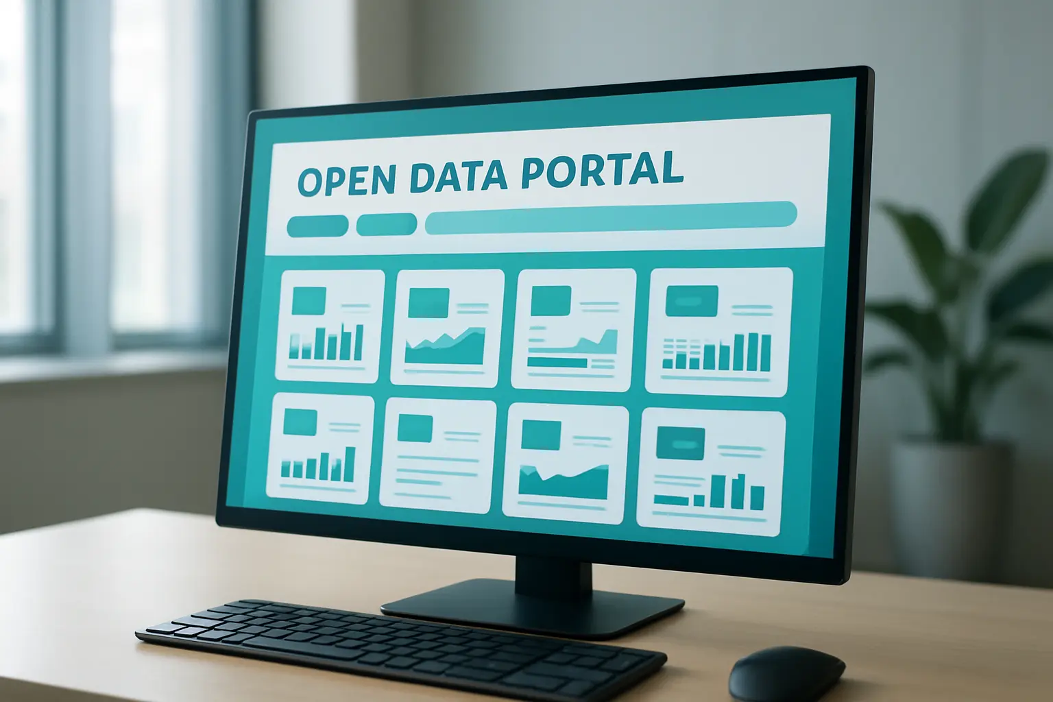 Skrin komputer memaparkan portal set data terbuka