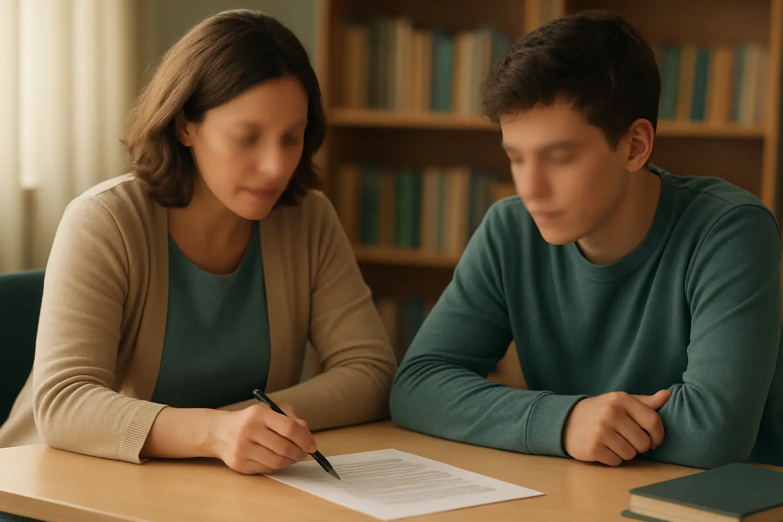 Supervisor and student reviewing a proposal draft together