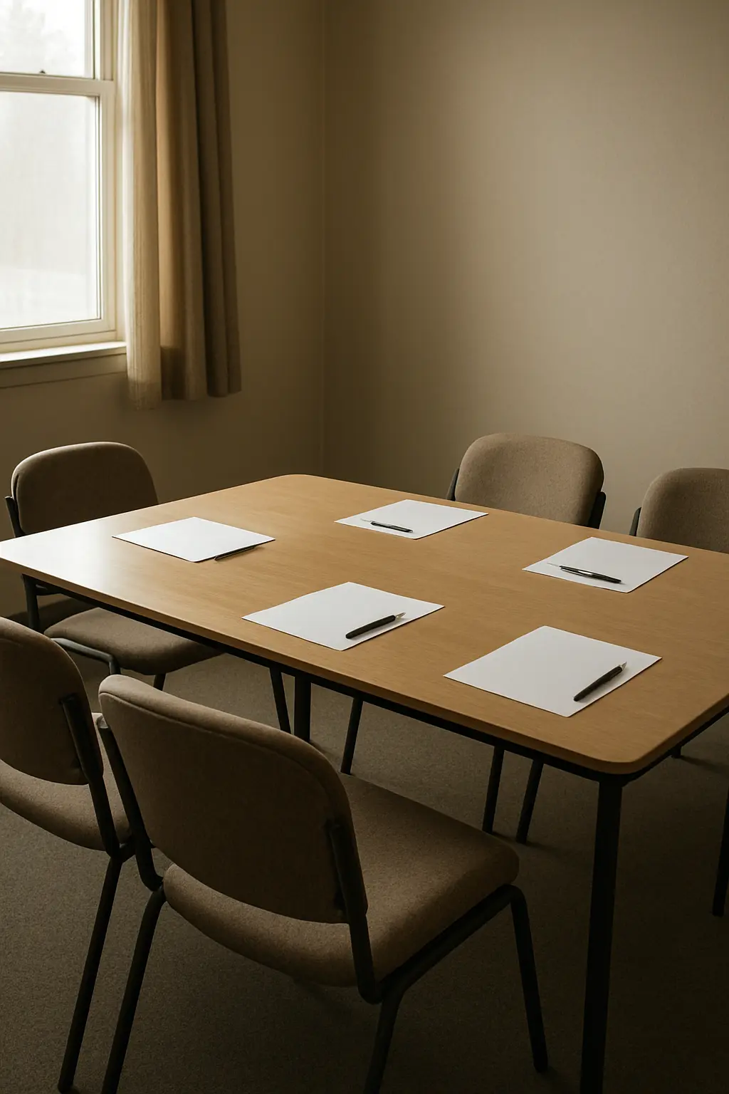 Small group of chairs arranged for a pilot test session
