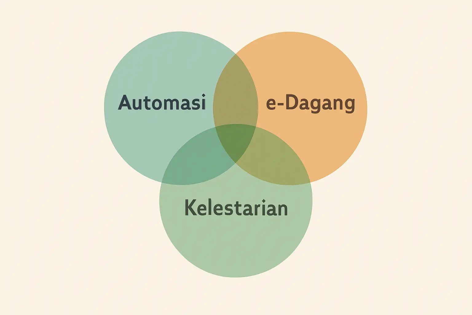 Gambar rajah tiga lensa trend logistik: automasi, e-dagang dan kelestarian