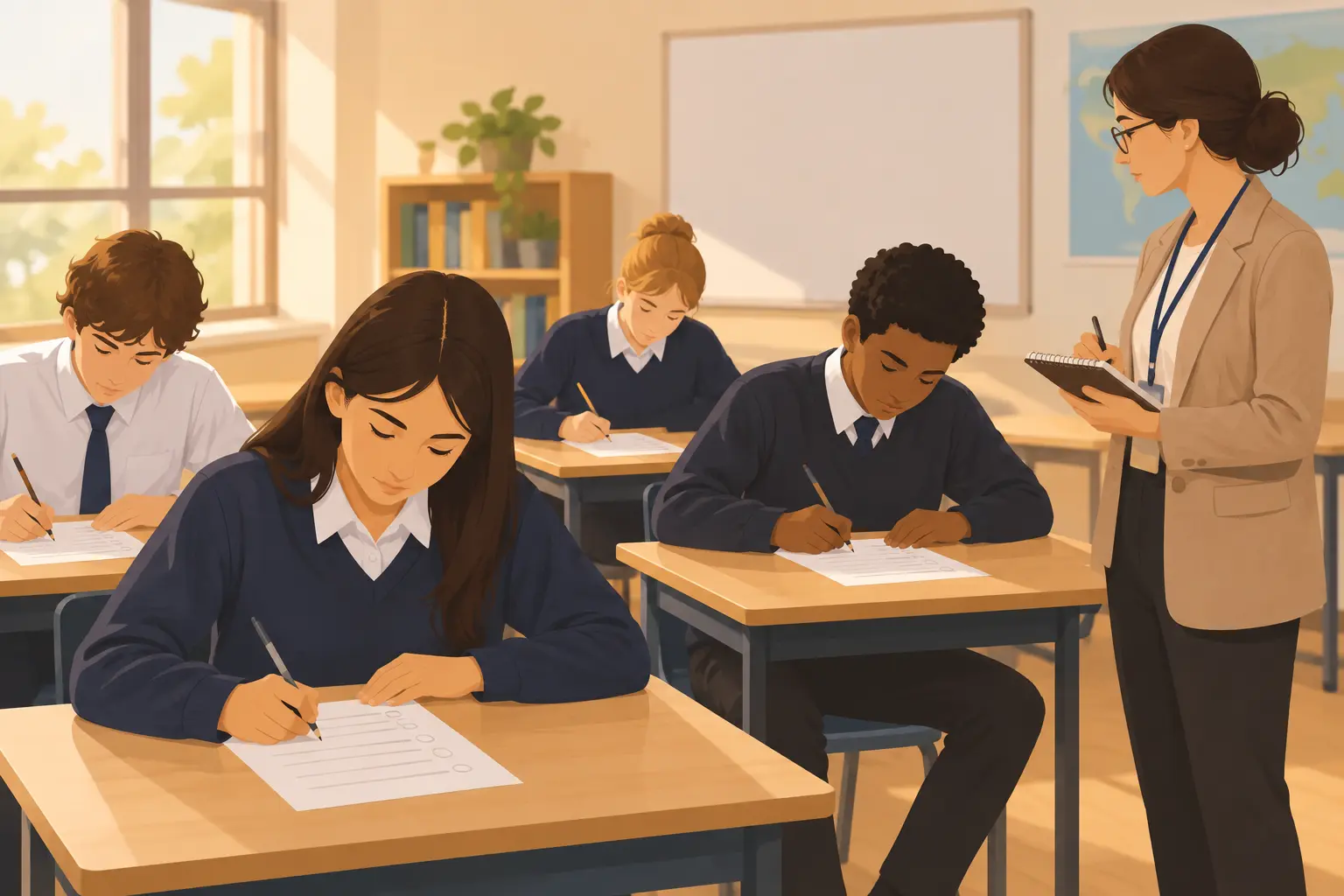 Pelajar sekolah menjawab soal selidik dalam kajian rintis