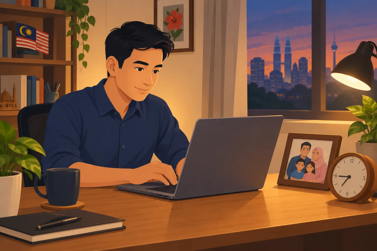 Employee managing the boundary between work and family time at home